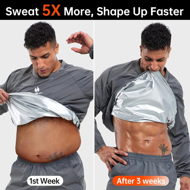 Sauna Suit Men anti Rip Sweat Suits Gym Boxing Workout Jackets