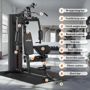 Home Gym Station, Workout Station with 154LBS Weight Stack, Home Gym Equipment for All Body Training