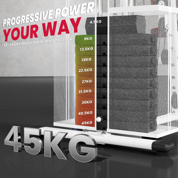 Multifunction Home Gym Weight Training Workout Station White