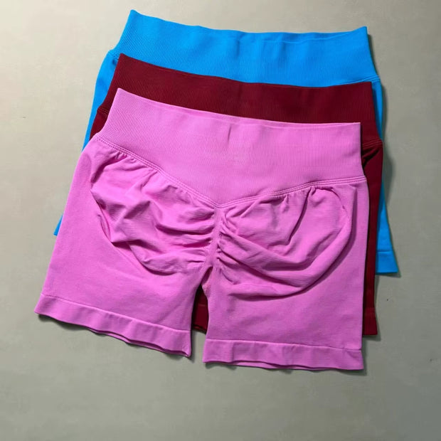 Impact Shorts Women Seamless Roll-Up Sports Shorts Hip Stretch Fitness Clothes Running Shorts Women'S Gym Impact Leggings