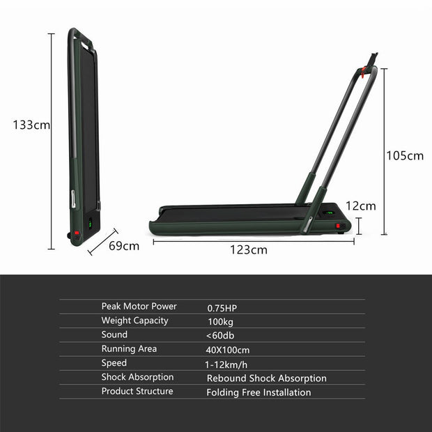 Folding Treadmill with LED Display Bluetooth Speaker