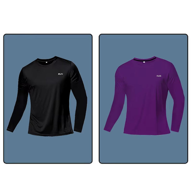 Men Long Sleeve Sport T-Shirt Quick Dry Running Shirt Breathable Anti-Sweat Top Gym T Shirt Men Fitness Gym Clothing Men 2023