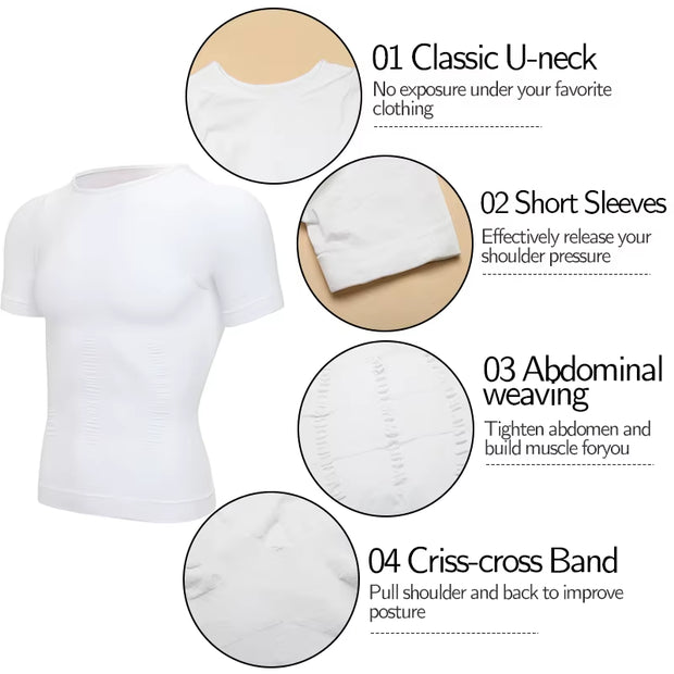 1/2 PCS Men Body Shaper T-Shirt Slimming Shapewear Corrective Posture Belly Control Compression Man Modeling Underwear Corset