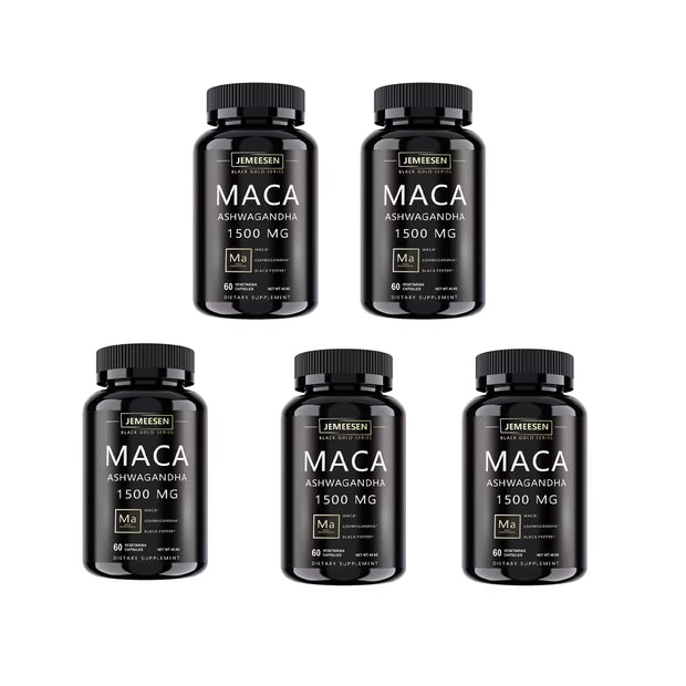 Organic Maca Root Powder Capsules 1500Mg Containing Maca Root Extract,Ashwagandha,Black Pepper, Supplements for Men