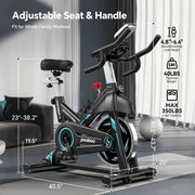 Professional Indoor Cycling Bike Stationary Exercise Bikes Home Cardio Workout Bicycle Machine 350Lb Flywheel Weight 40Lbs