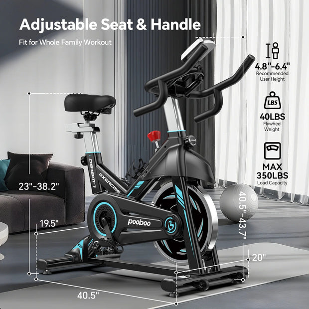 Professional Indoor Cycling Bike Stationary Exercise Bikes Home Cardio Workout Bicycle Machine 350Lb Flywheel Weight 40Lbs
