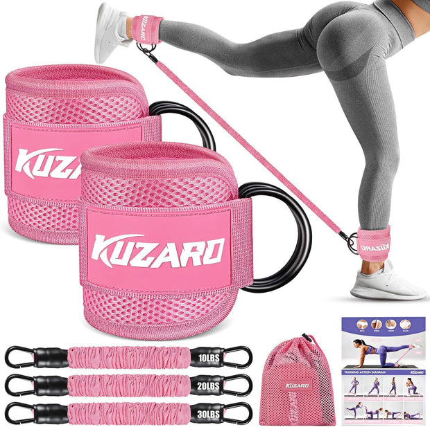 KUZARO Resistance Bands Set with Ankle Straps, Legs and Glutes Workout Equipment