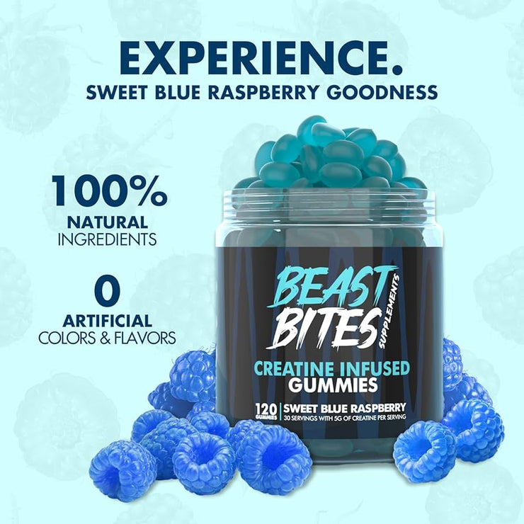 Creatine Infused 150 Gummies Sweet Blue Raspberry