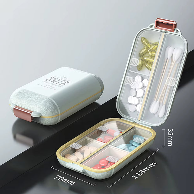 Weekly 7 Grids Pill Box Medicine Organizer Storage Box Container Portable Pill Case Portable Travel Pillboxes Tablets Holder