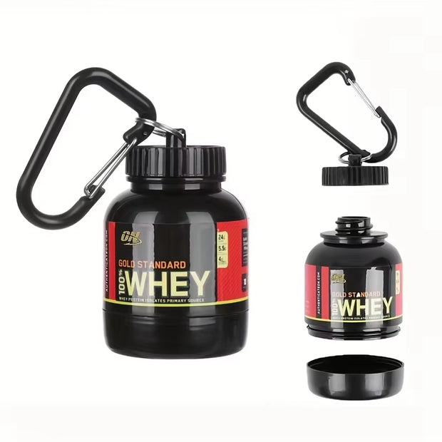 100ML Outdoor Sport Mini Portable Protein Container Powder Bottle with Whey Keychain Health Funnel Medicine Box Small Water Cup