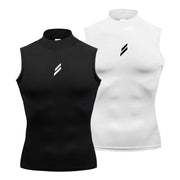 Compression Shirt Summer Men Gym Tank Tops Muscle Fitness Clothing Turtleneck Sport Sleeveless T Shirt Bodybuilding Running Vest