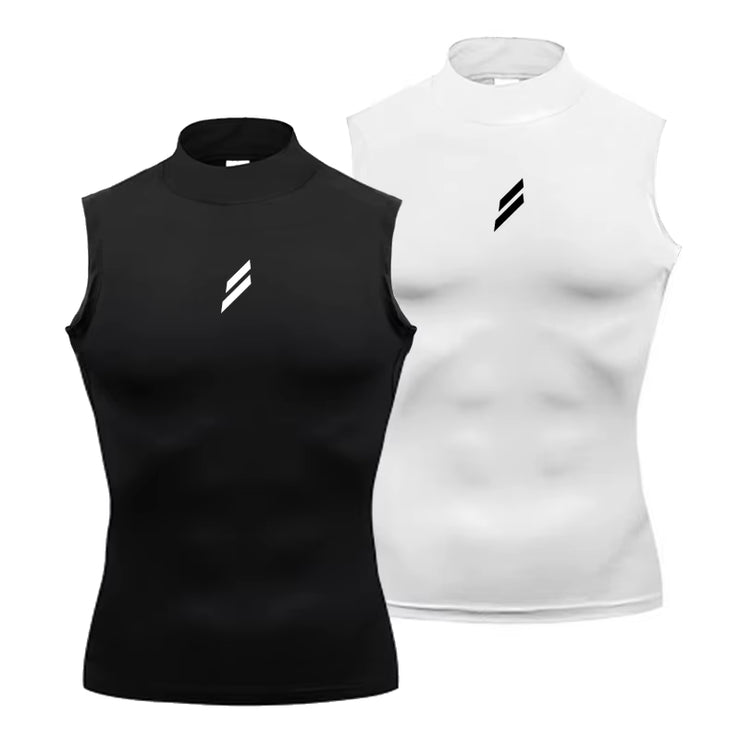 Compression Shirt Summer Men Gym Tank Tops Muscle Fitness Clothing Turtleneck Sport Sleeveless T Shirt Bodybuilding Running Vest