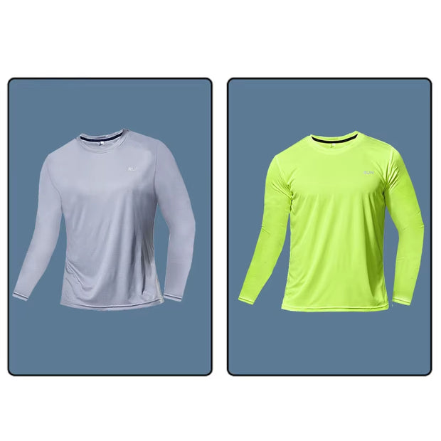 Men Long Sleeve Sport T-Shirt Quick Dry Running Shirt Breathable Anti-Sweat Top Gym T Shirt Men Fitness Gym Clothing Men 2023