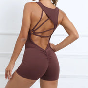 Padded Jumpsuit Sport Women Yoga Bodysuit Fitness Wear Gym Sportswear High Elastic Workout Running Clothes