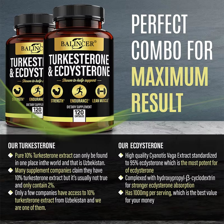 TURKESTERONE & ECDYSTERONE Extracts-Energy Booster,Promote Muscle Growth, Strengthening, Energy and Endurance