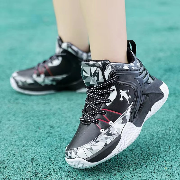 New Thick Sole Soft Boys Basketball Shoes Non-Slip Children Sport Shoes Outdoor Boys Basketball Sneakers Rubber Kids Gym Shoes
